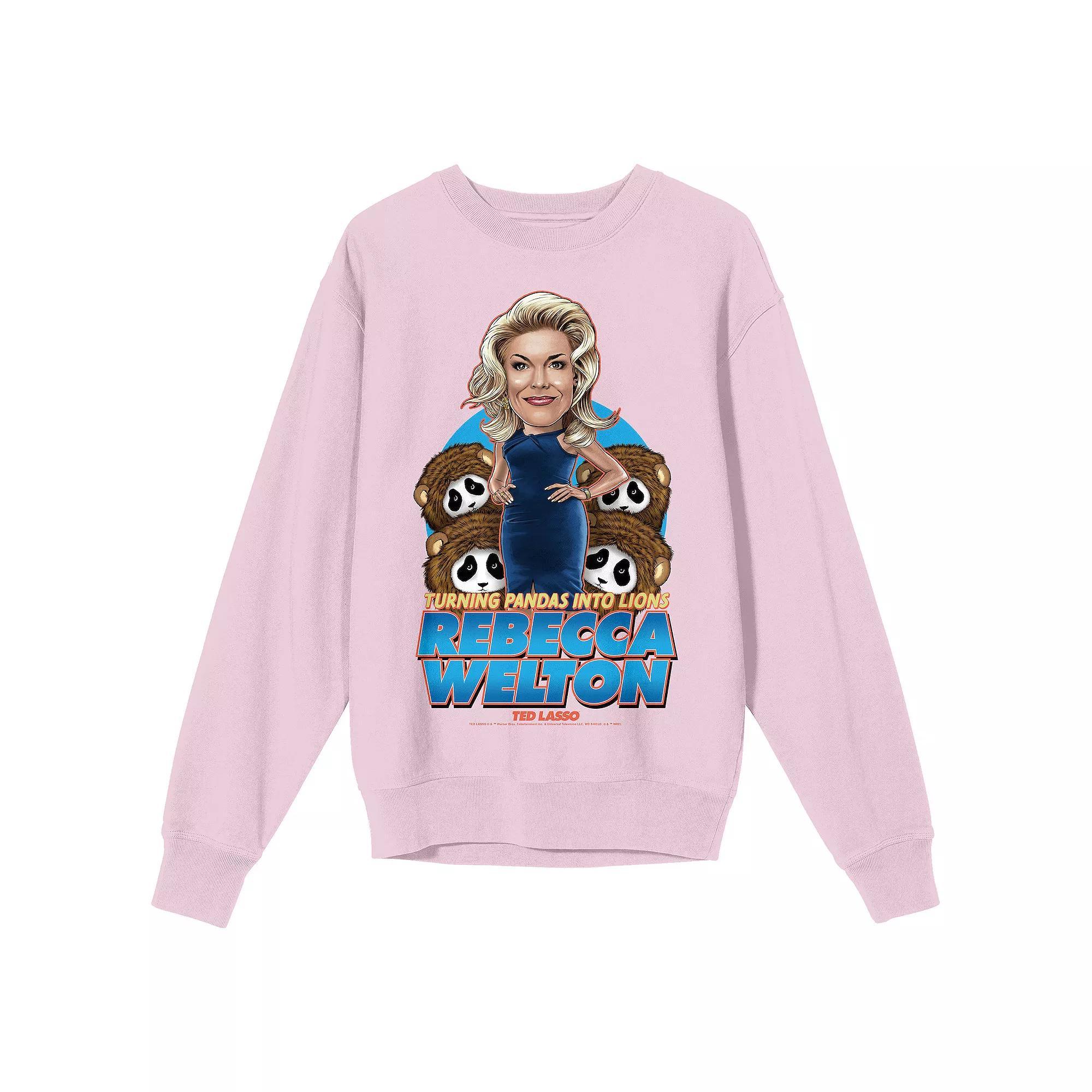 Men's Ted Lasso Rebecca Welton "Turning Pandas Into Lions" Graphic Sweatshirt, Size: Large, Pink Product Image