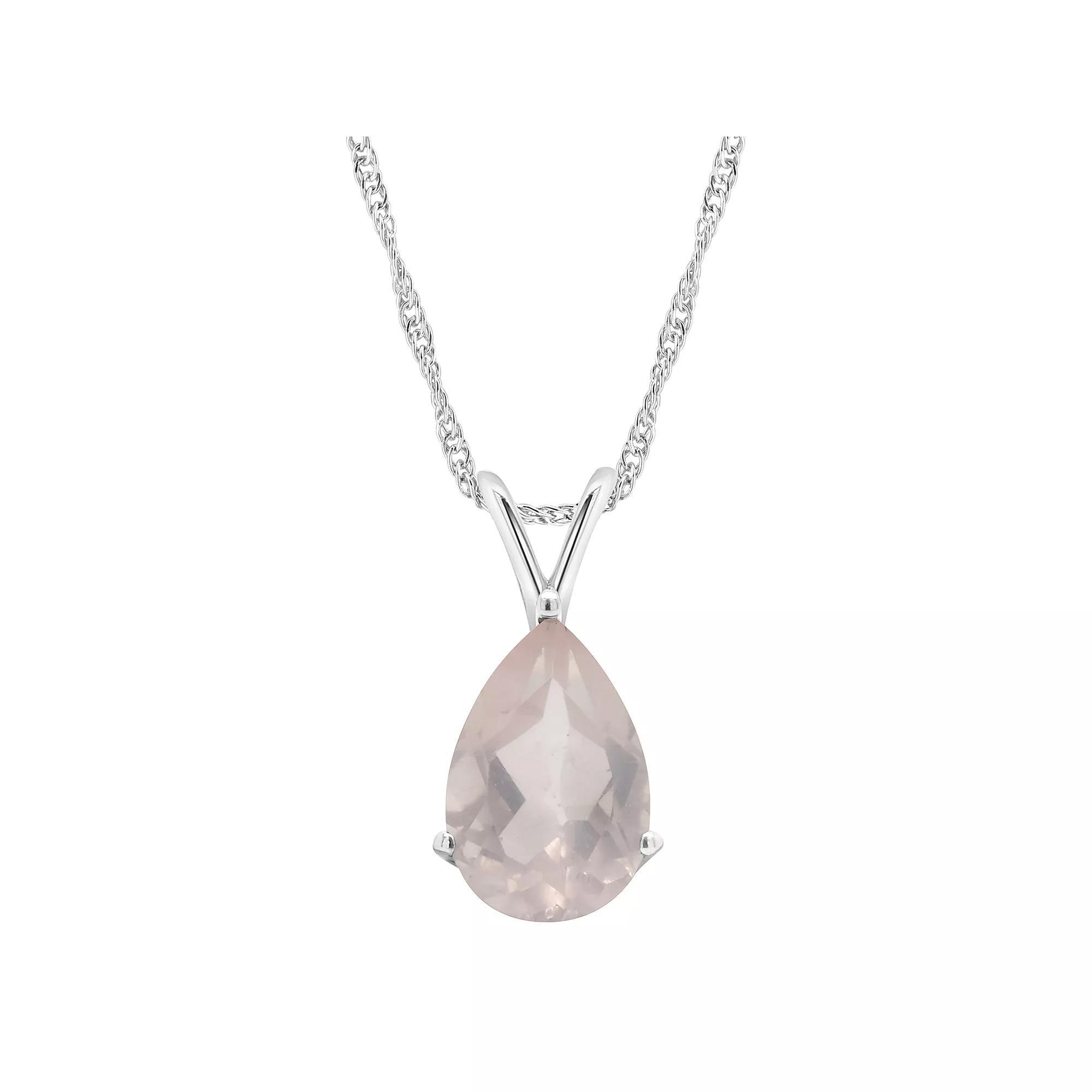 Alyson Layne Sterling Silver Rose Quartz Teardrop Pendant Necklace, Womens Product Image
