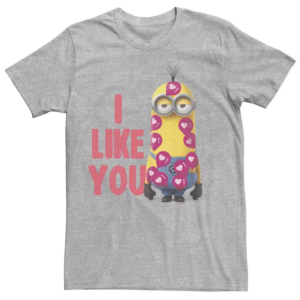 Men's Minions I Like You Heart Stickers Tee, Size: XXL, Athletic Grey Product Image