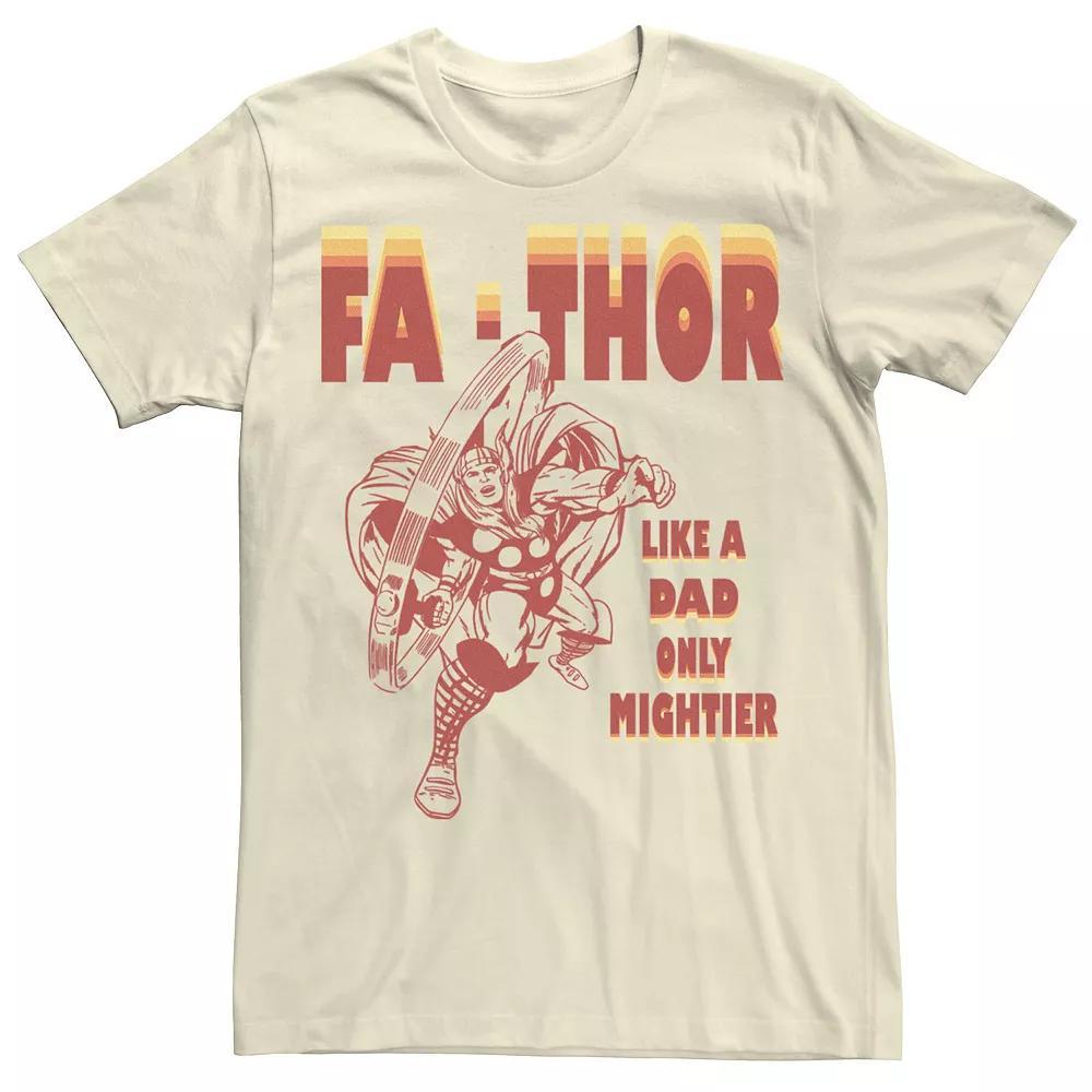 Men's Marvel Fa-Thor Like A Dad Only Mightier Retro Father's Day Graphic Tee, Size: Medium, Natural Product Image