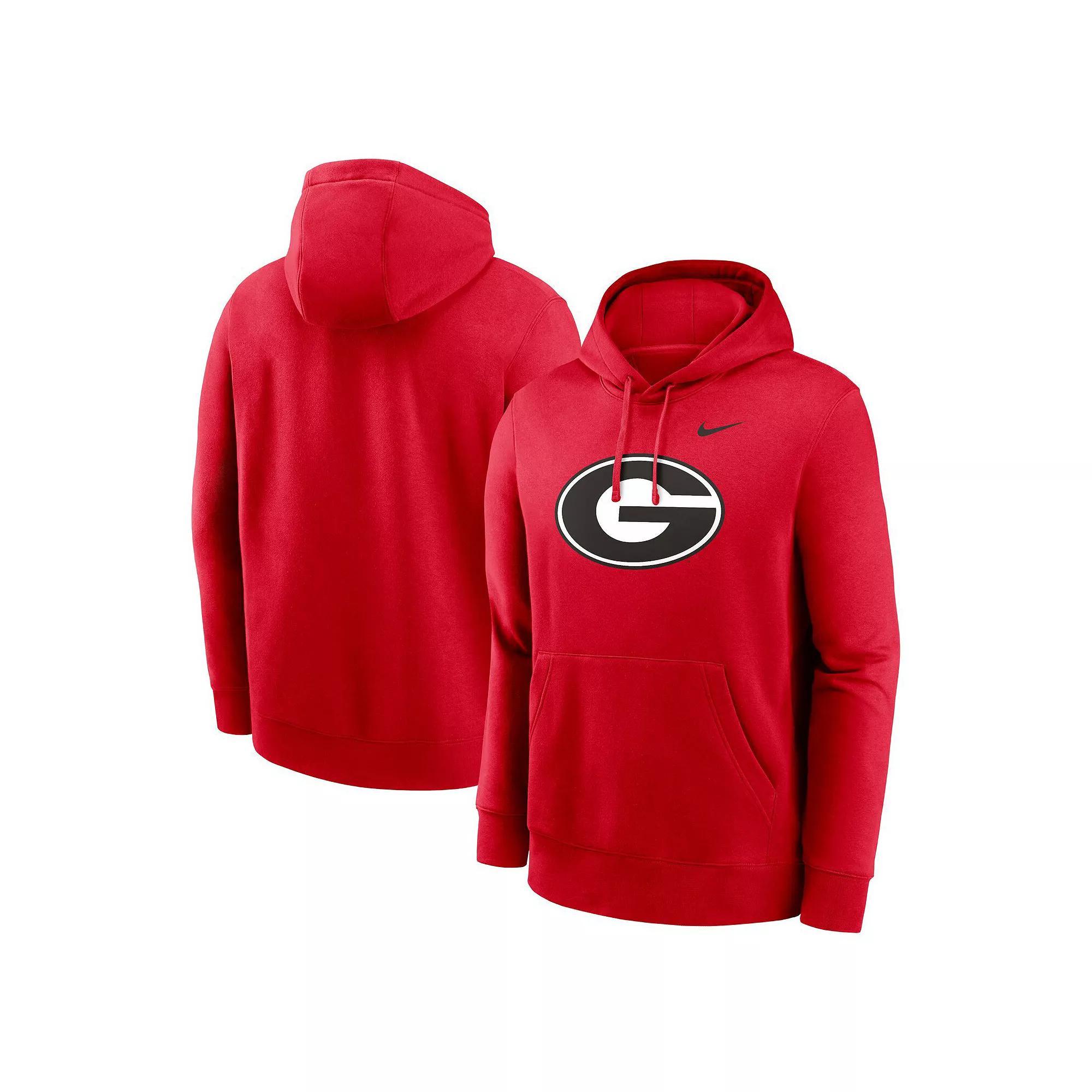 Men's Nike Red Georgia Bulldogs Primetime Evergreen Club Fleece Pullover Hoodie, Size: XL Product Image