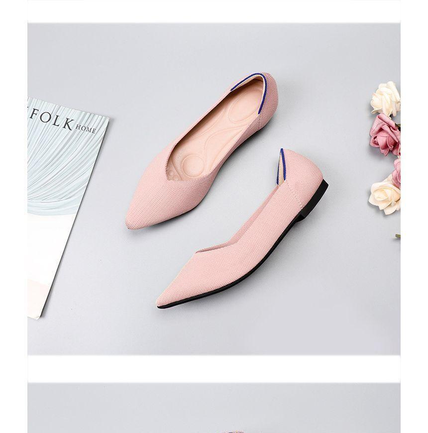 Pointy-Toe Knit Flats Product Image