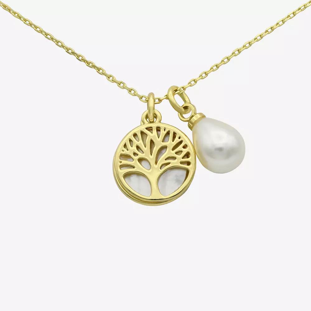 City Luxe Gold Tone Mother-of-Pearl Tree Pendant Necklace, Women's, Size: 16-18" ADJ Product Image