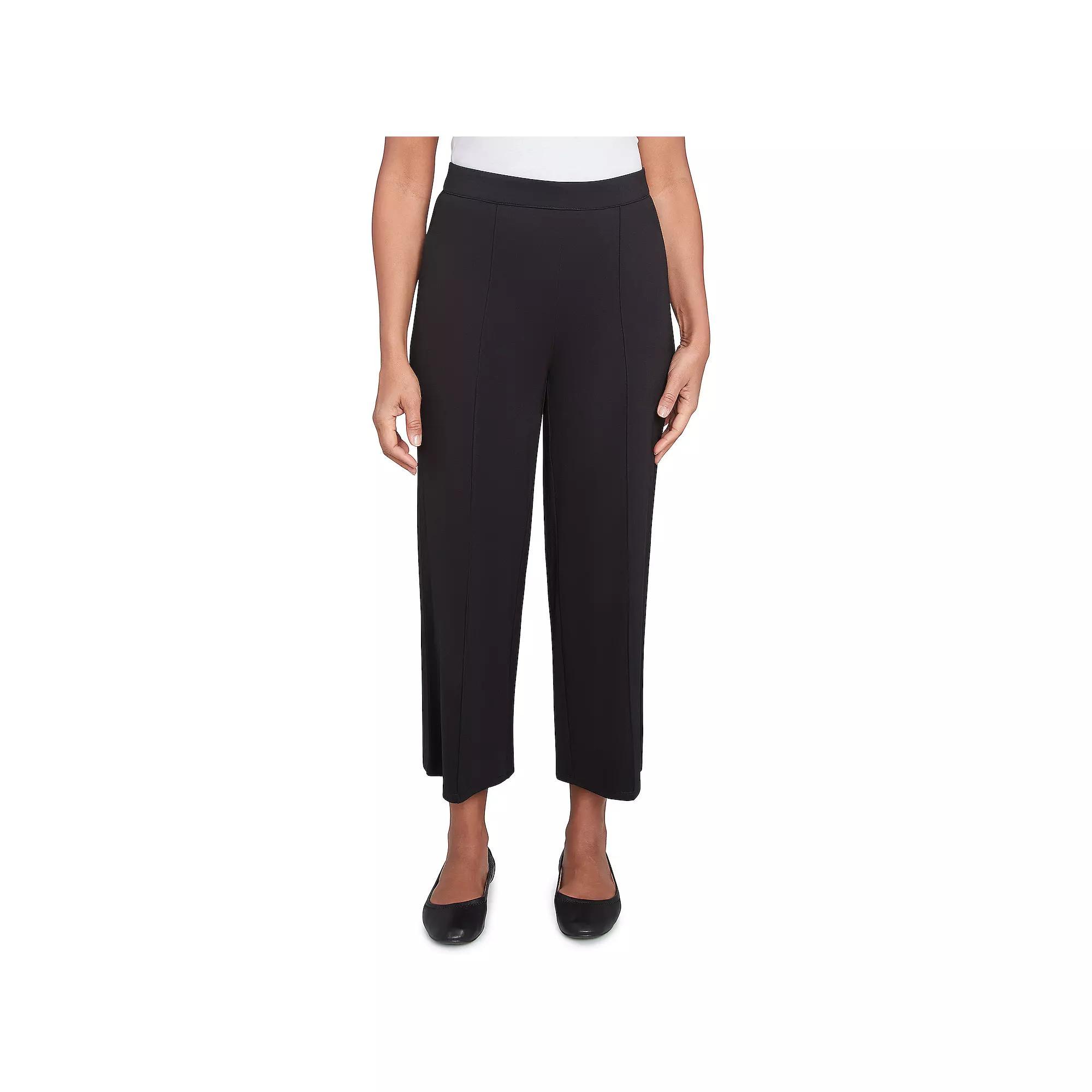 Alfred Dunner Petite Flat-Front Relaxed Ankle Pants, Women's, Size: Medium Petite, Black Product Image