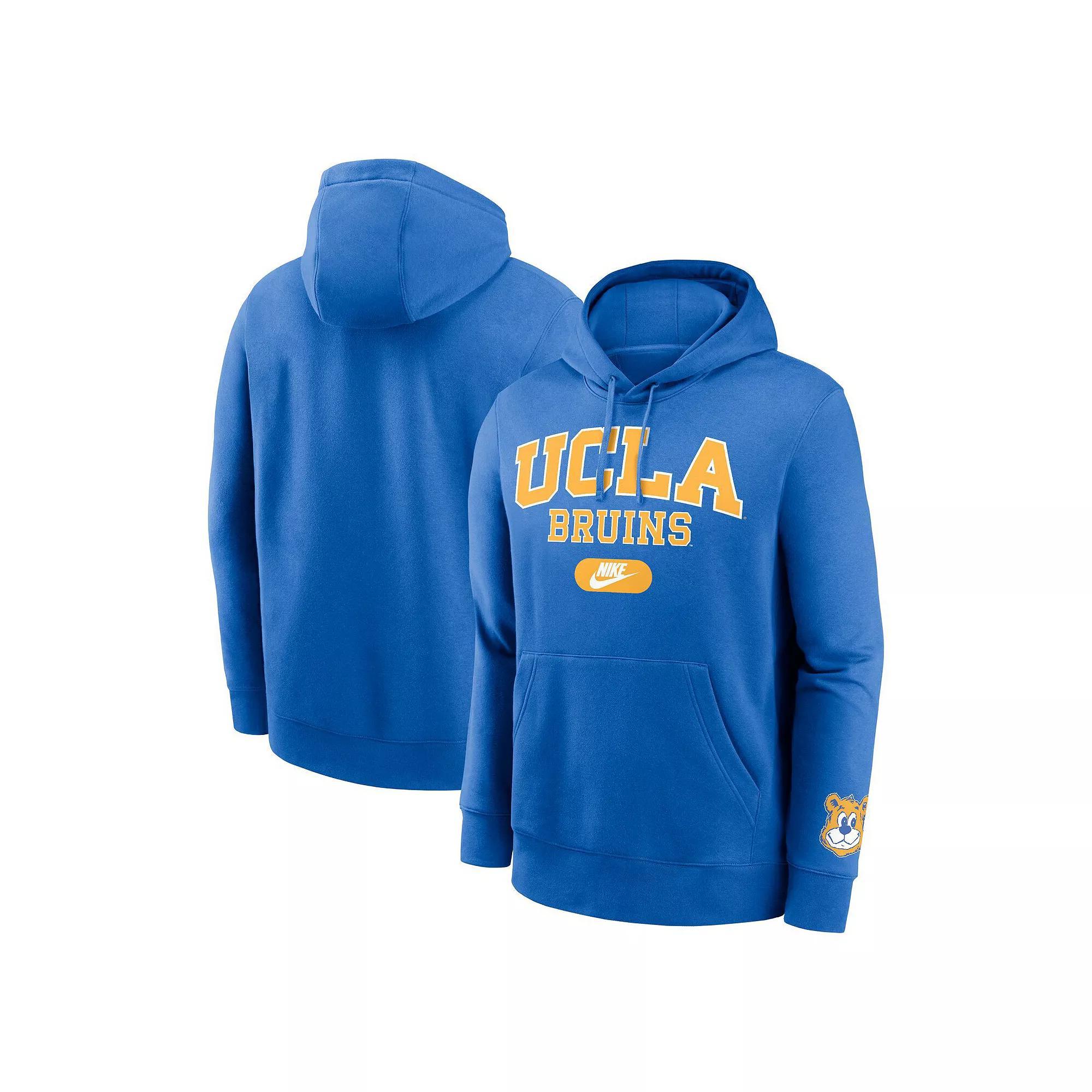 Men's Nike Light Blue UCLA Bruins Legacy Foundational Two-Hit Club Performance Pullover Hoodie, Size: Large Product Image
