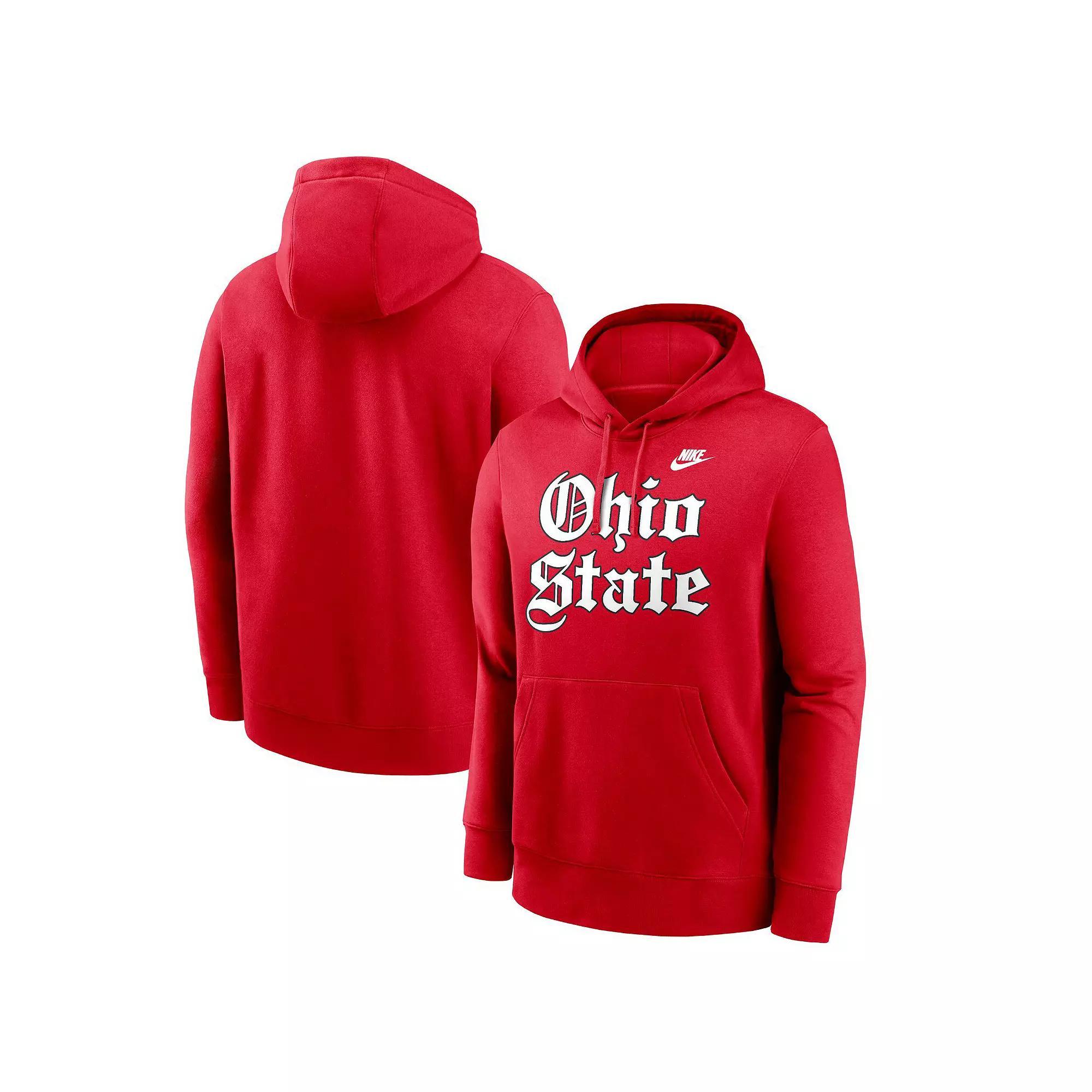 Mens Nike Scarlet Ohio State Buckeyes Old English Fleece Pullover Hoodie Product Image