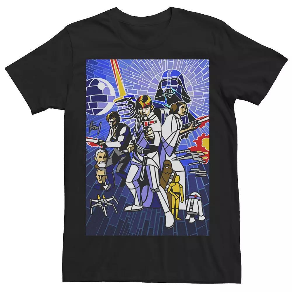 Men's Star Wars Stained Glass Group Poster Tee, Size: 3XL, Black Product Image