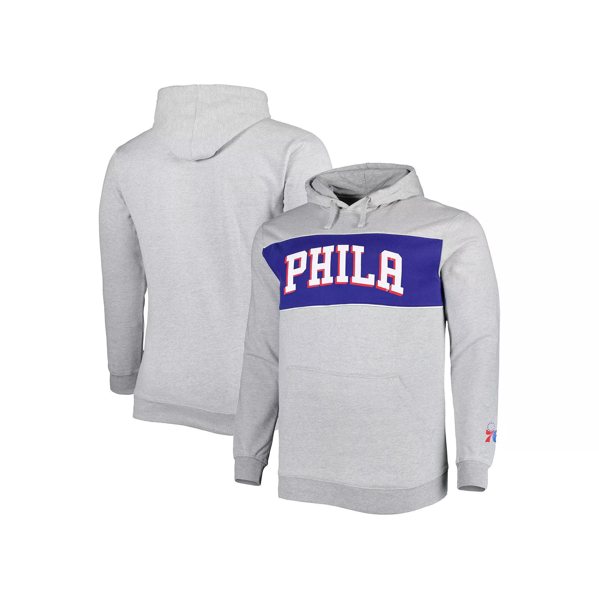 Men's Fanatics Branded Heather Gray Philadelphia 76ers Big & Tall Wordmark Pullover Hoodie, Size: 4XB, 76r Grey Product Image
