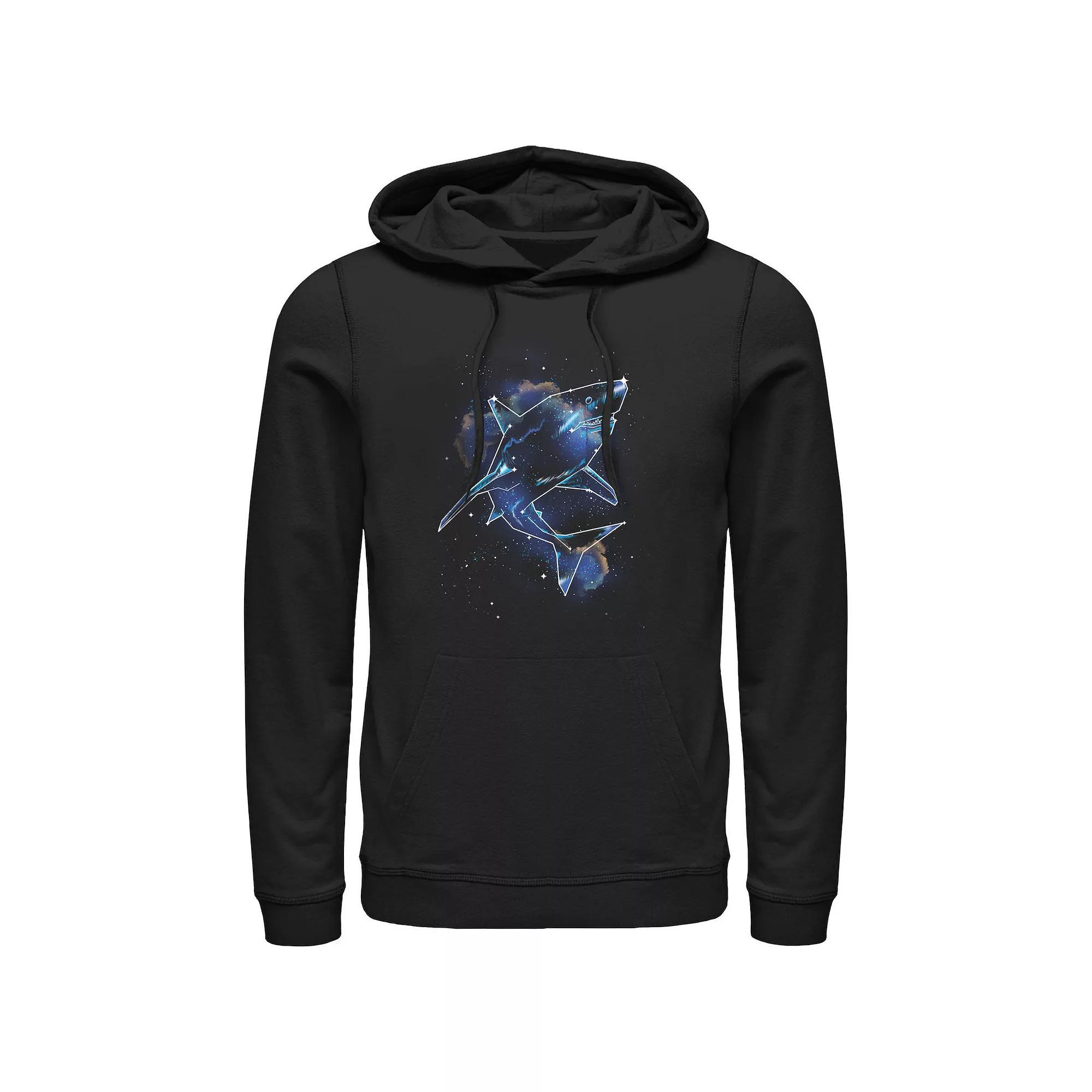 Men's Shark Galaxy Graphic Hoodie, Size: Medium, Black Product Image