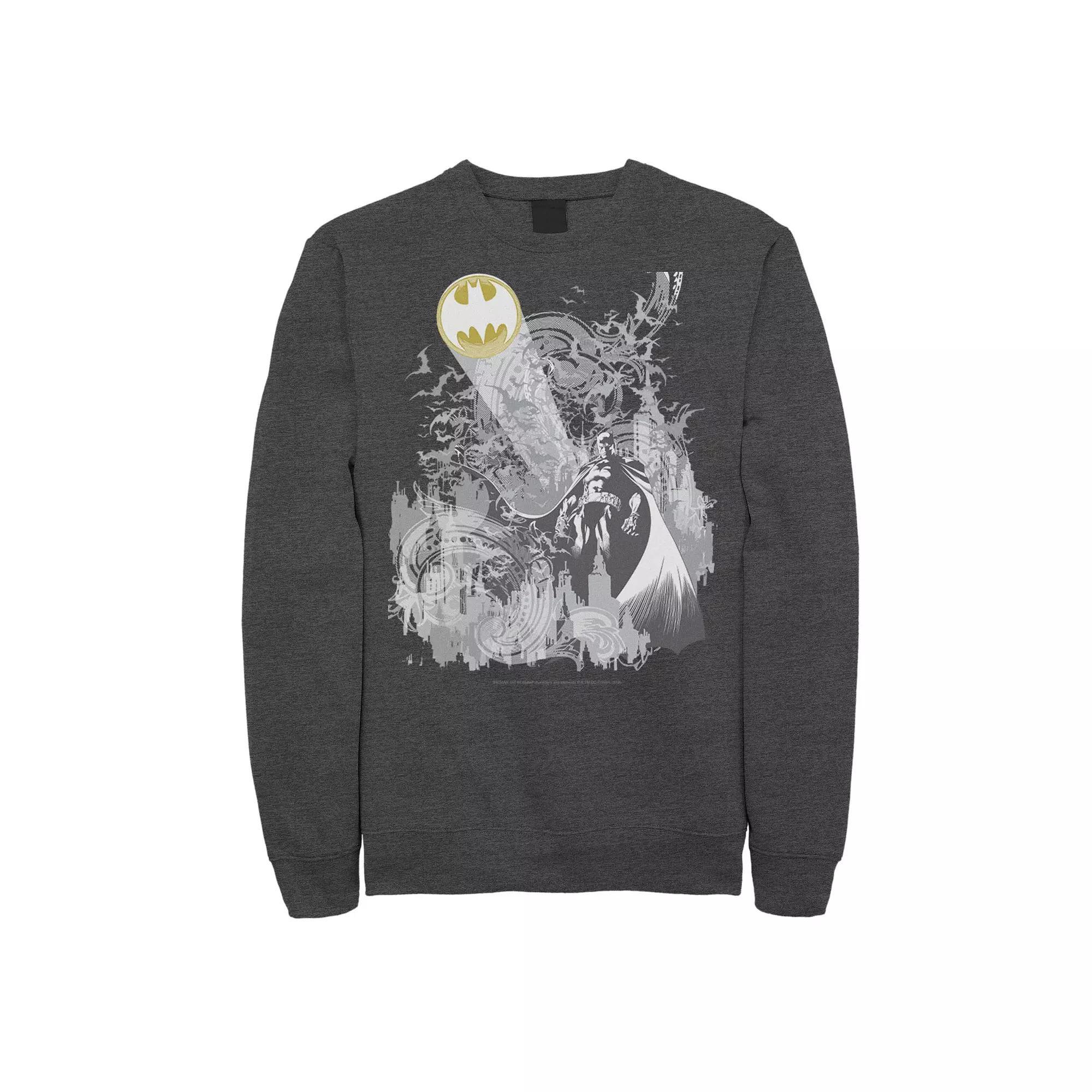 Men's DC Comics Batman Bat Signal Sweatshirt, Size: Medium, Grey Heather Product Image