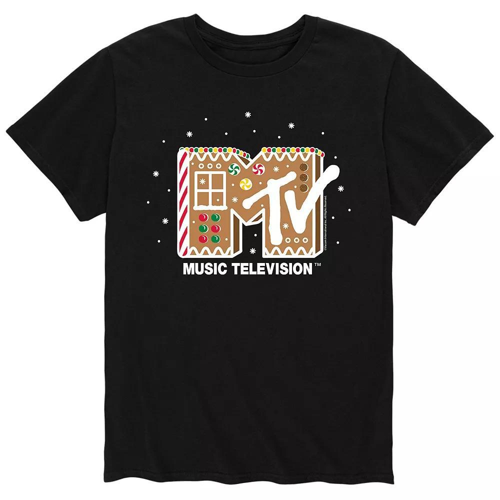 Men's MTV Classic Logo Gingerbread Tee, Size: Medium, Black Product Image