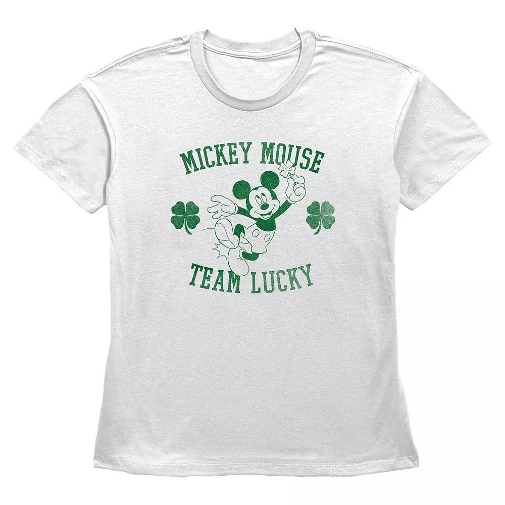 Disney's Mickey Mouse Team Lucky Women's Graphic Tee, Size: XS, White Product Image