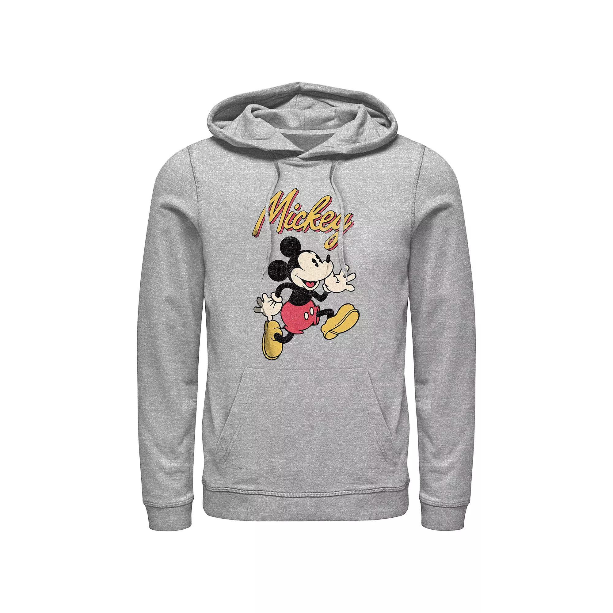 Men's Mickey Mouse Vintage Running Graphic Hoodie, Size: Large, Athletic Grey Product Image