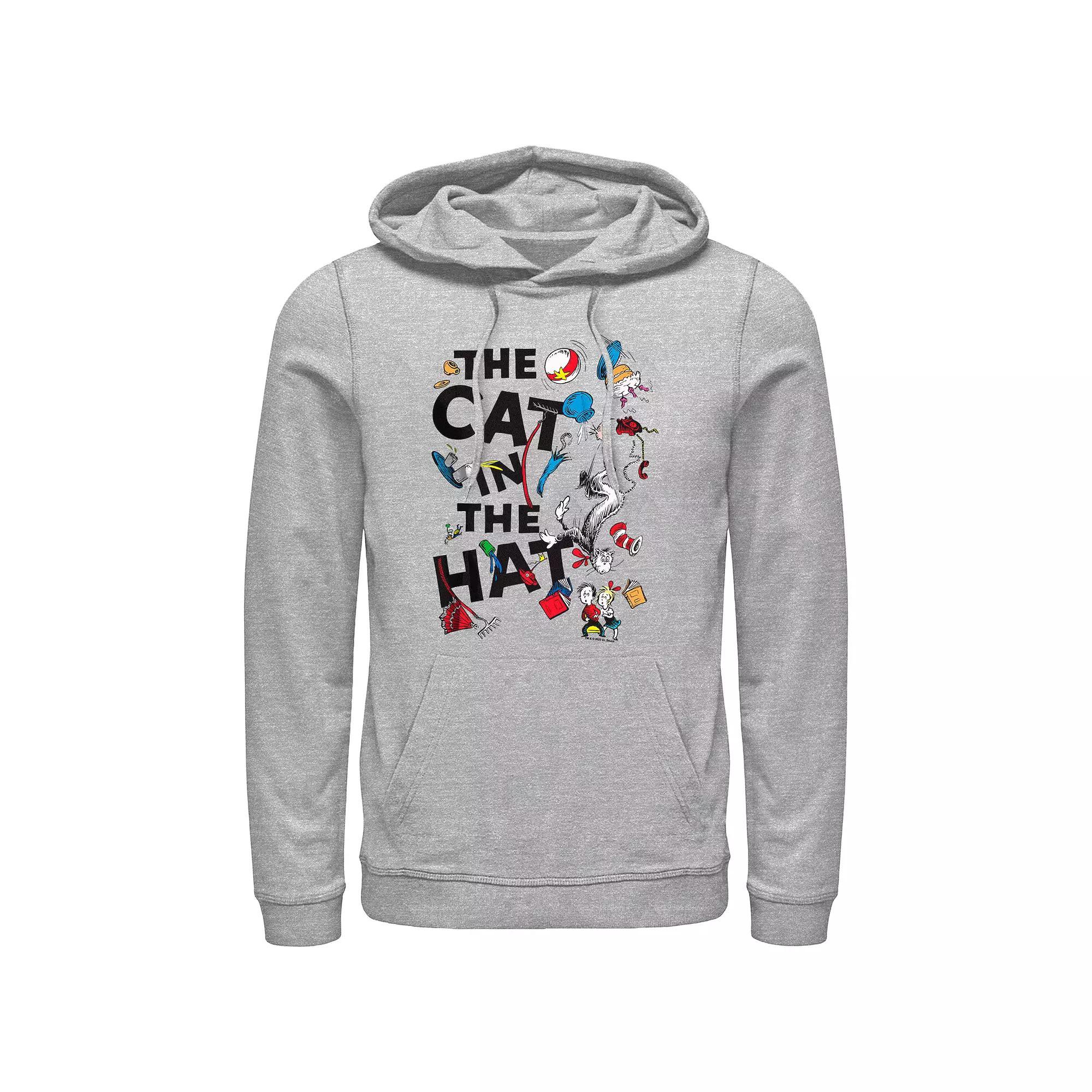 Men's Dr. Seuss The Cat In The Hat Poster Graphic Hoodie, Size: Medium, Athletic Grey Product Image