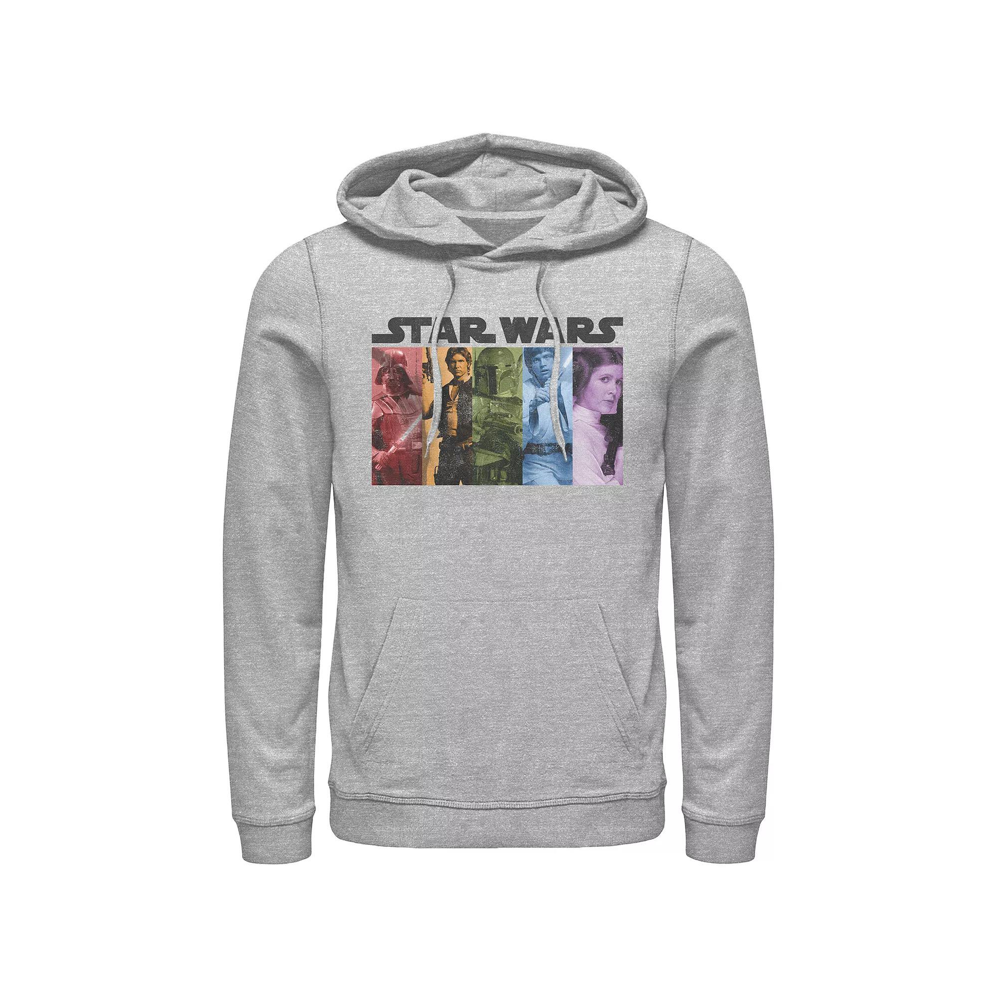 Mens Star Wars Characters Color Panel Graphic Hoodie Athletic Grey Product Image