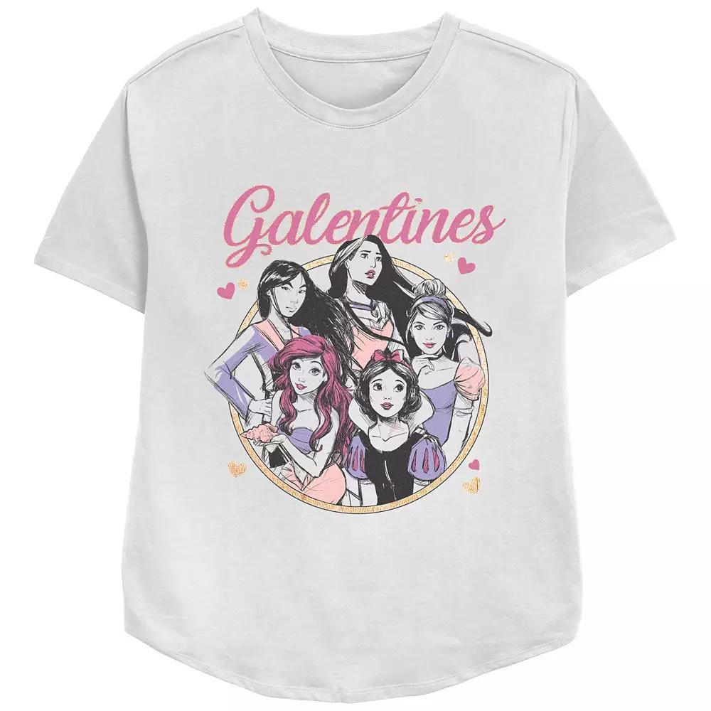 Women's Disney Princess Galentines Group Relaxed Fit Graphic Tee, Girl's, Size: Small, White Product Image