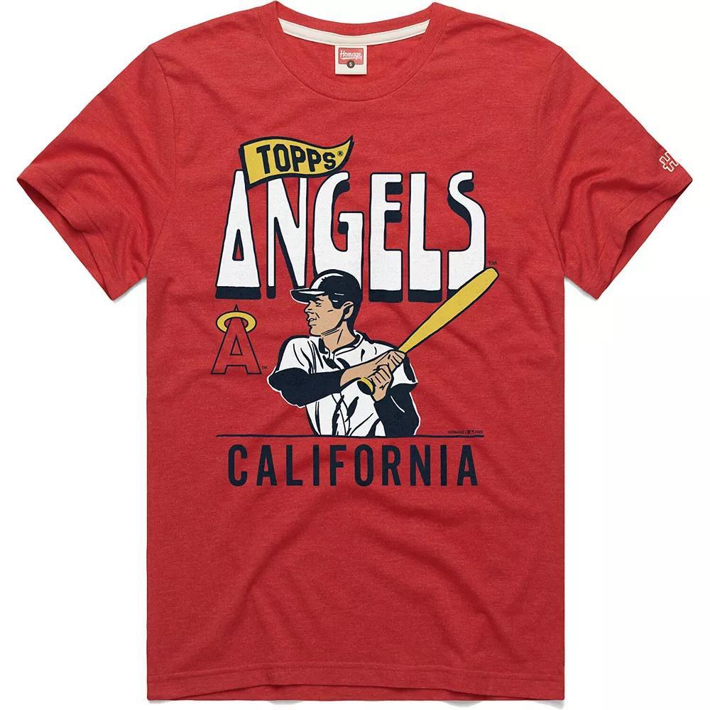 Men's Homage x Topps Red Los Angeles Angels Tri-Blend T-Shirt, Size: Small Product Image