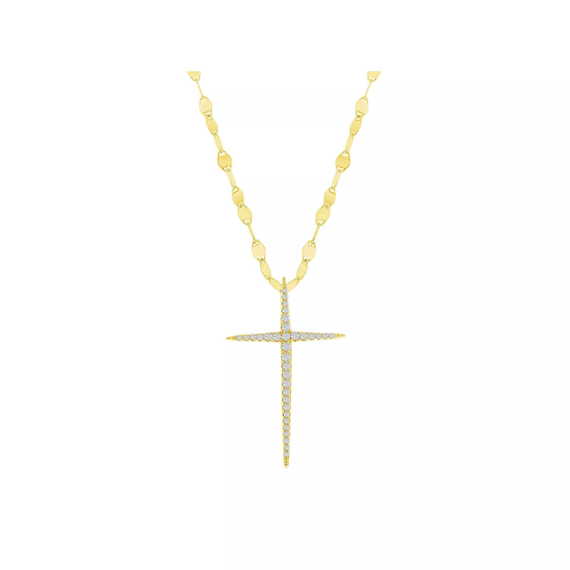 Argento Bella Sterling Silver Cubic Zirconia Cross Mirror Chain Necklace, Women's, Size: 16", Gold Tone Product Image