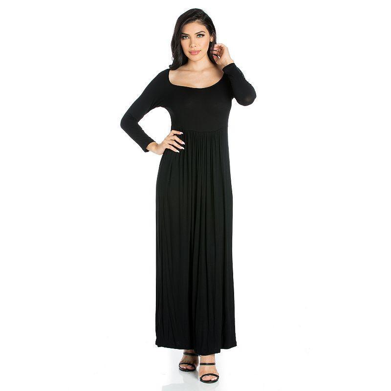 Womens 24seven Comfort Apparel Long Sleeve Pleated Empire Waist Maxi Dress Product Image