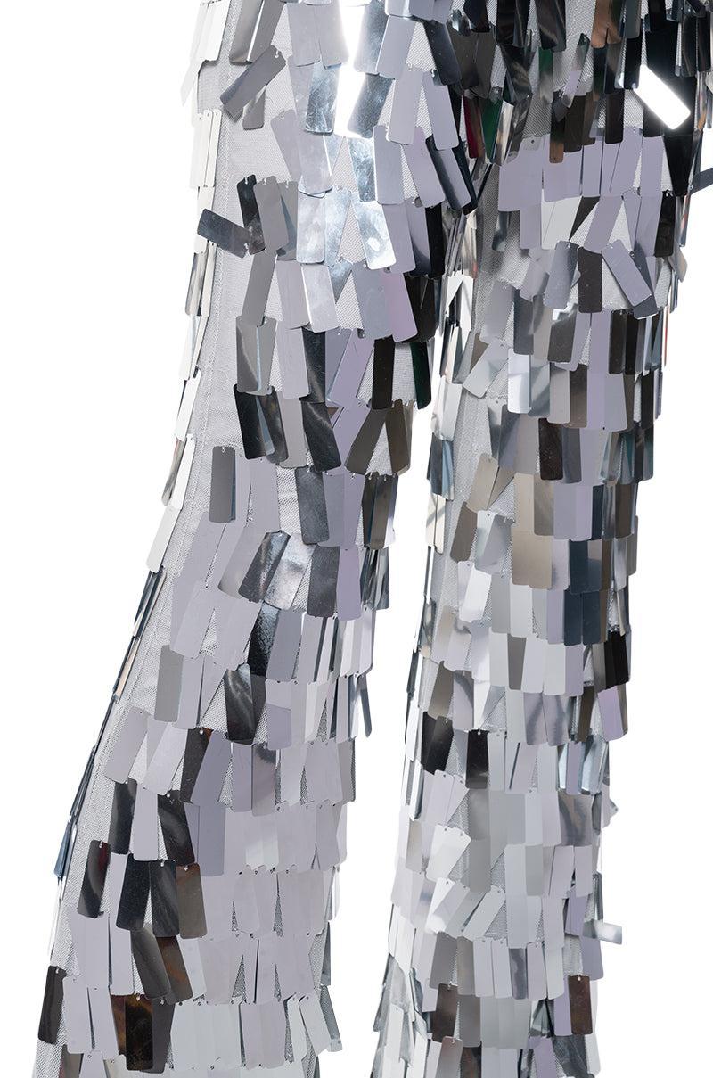 VAL STRETCH SEQUIN PANT IN SILVER Product Image