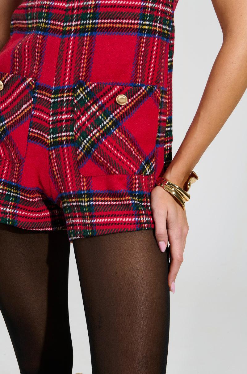 BEST DRESSED PLAID MINI DRESS IN RED Product Image