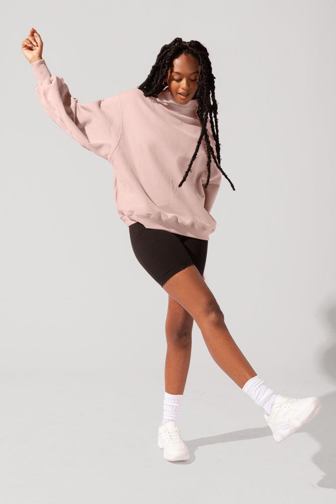Ooey Gooey Mockneck Sweatshirt with Pockets - Ballet Slipper  Product Image