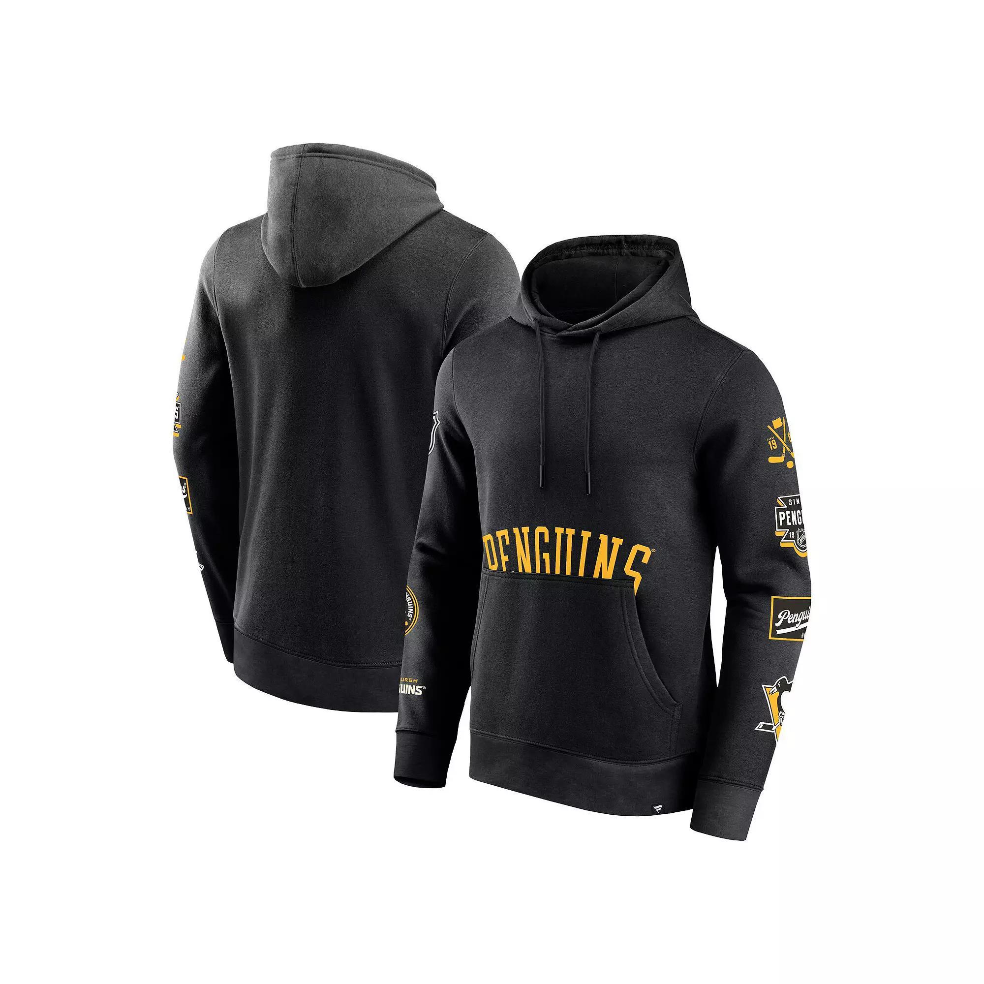 Men's Fanatics Black Pittsburgh Penguins Wild Winner Fleece Pullover Hoodie, Size: Small Product Image