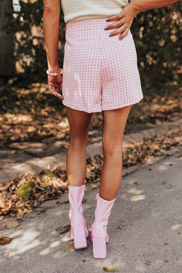 Chill On The Horizon Houndstooth Skort In Pink Product Image