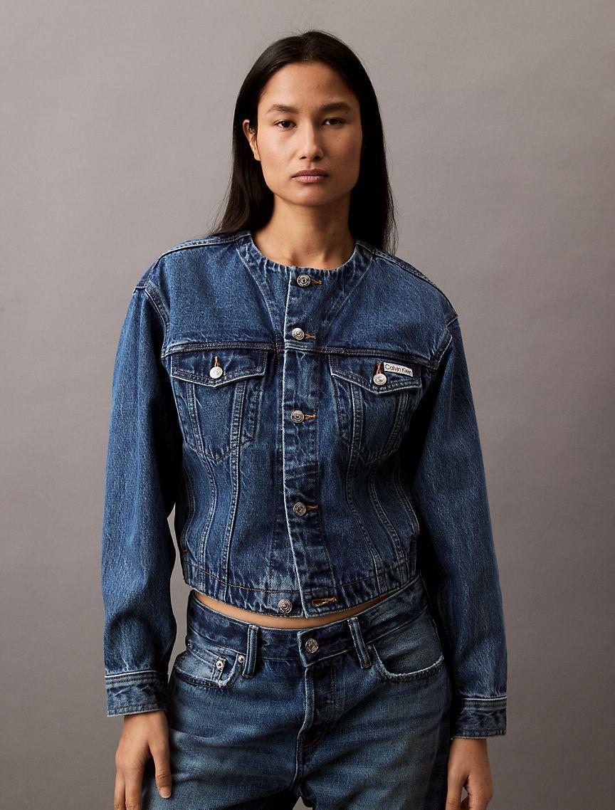 Cropped Denim Trucker Jacket Product Image