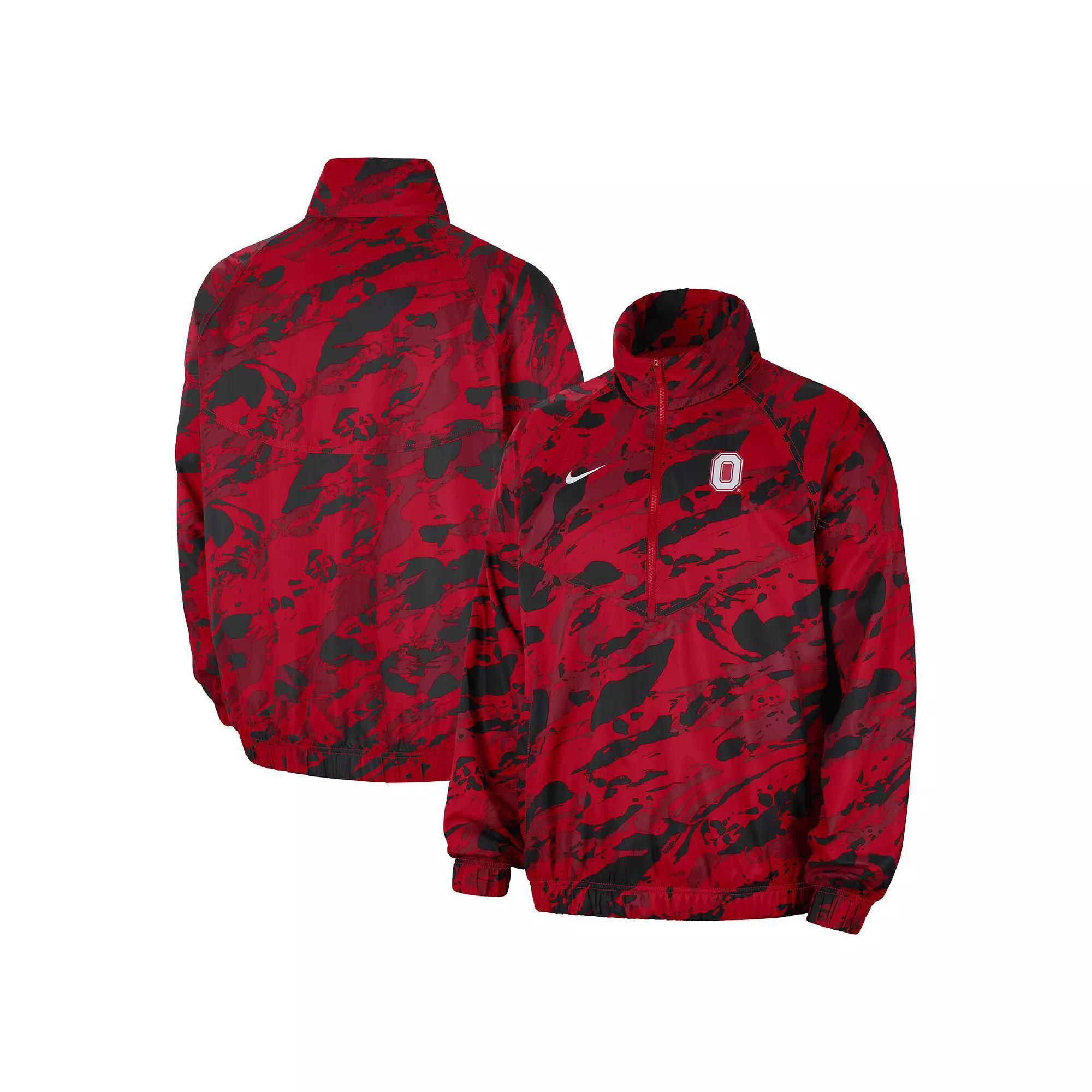 Men's Nike  Scarlet Ohio State Buckeyes Anorak Half-Zip Jacket, Size: Medium, Red Product Image