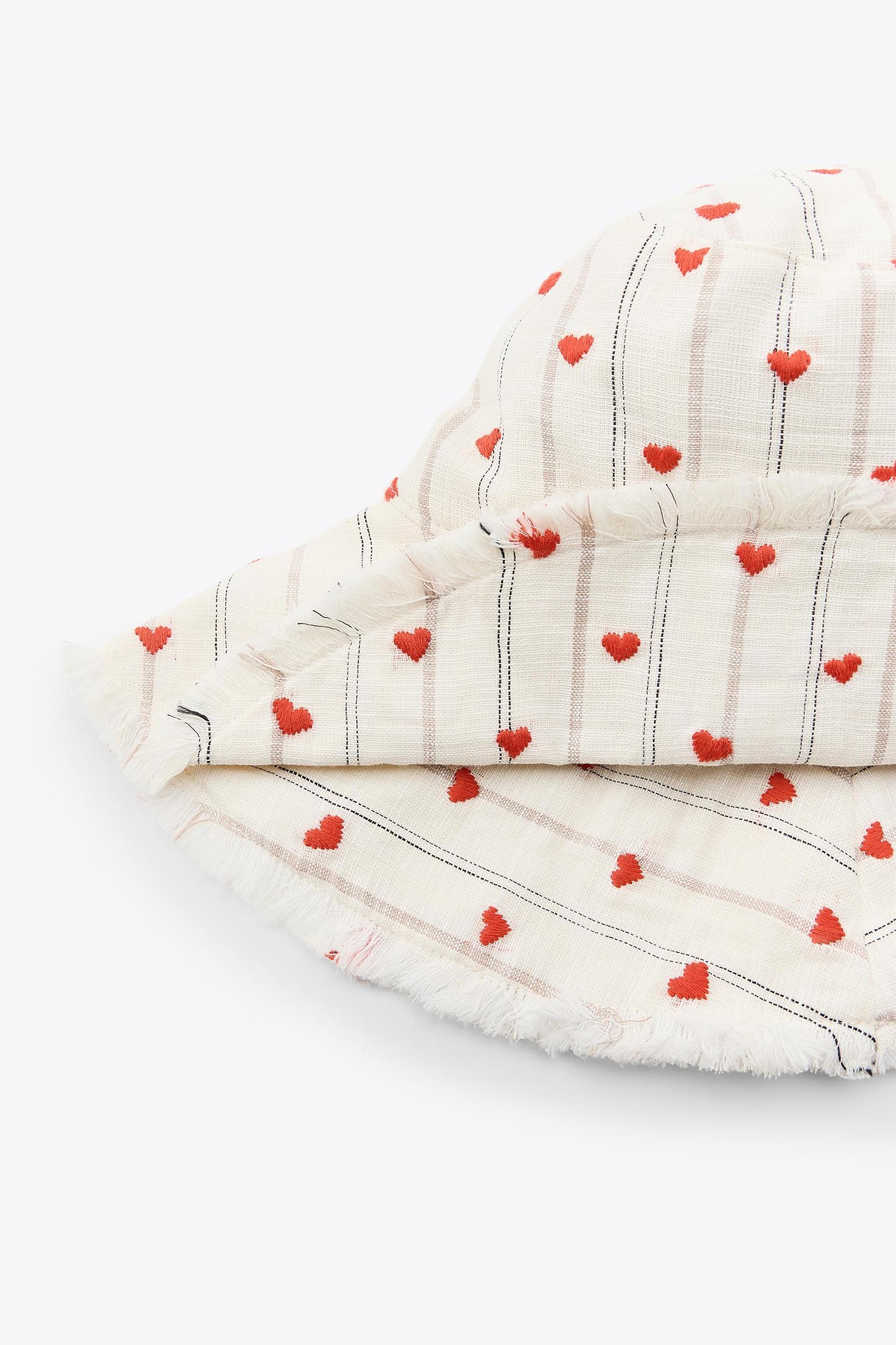 STRIPED HEART EMBROIDERED BUCKET HAT Product Image