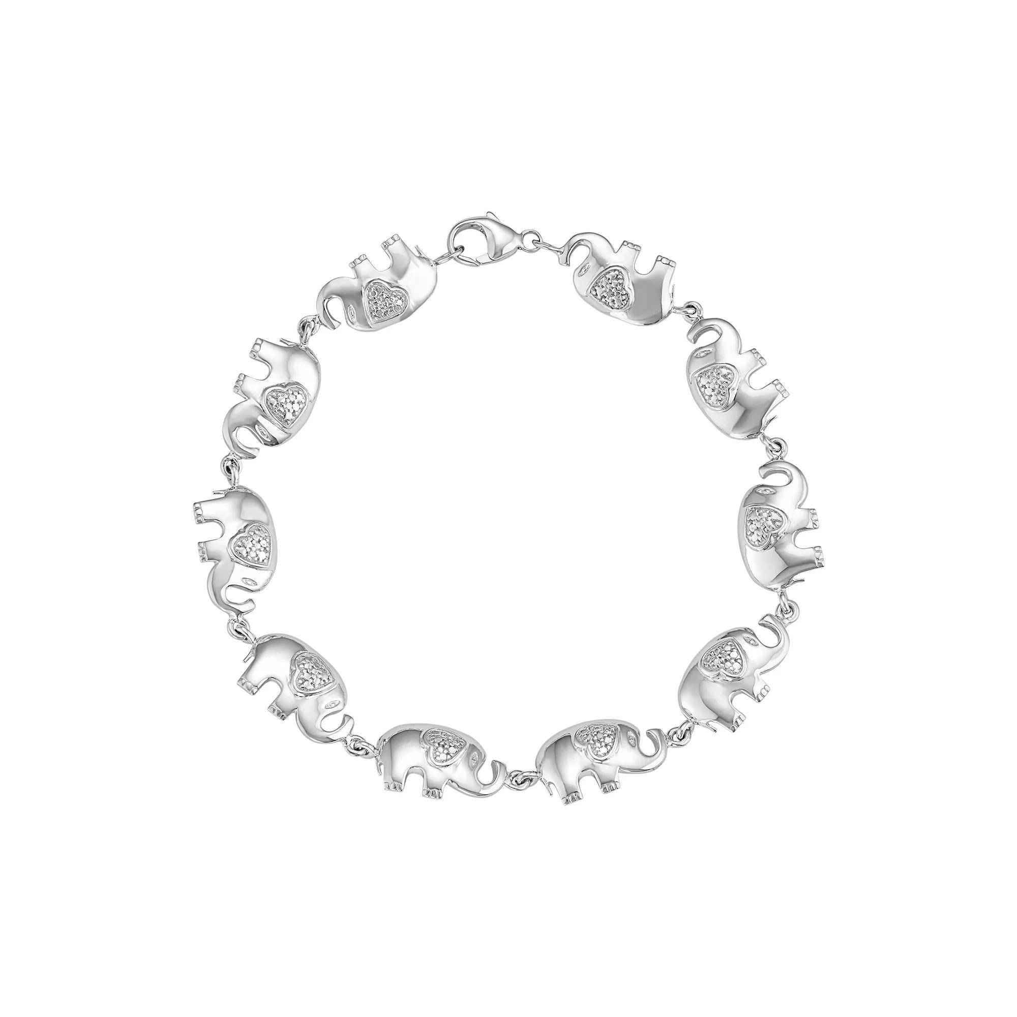 Jewelexcess Sterling Silver Diamond Accent Elephant Bracelet, Women's, Size: 8", White Product Image