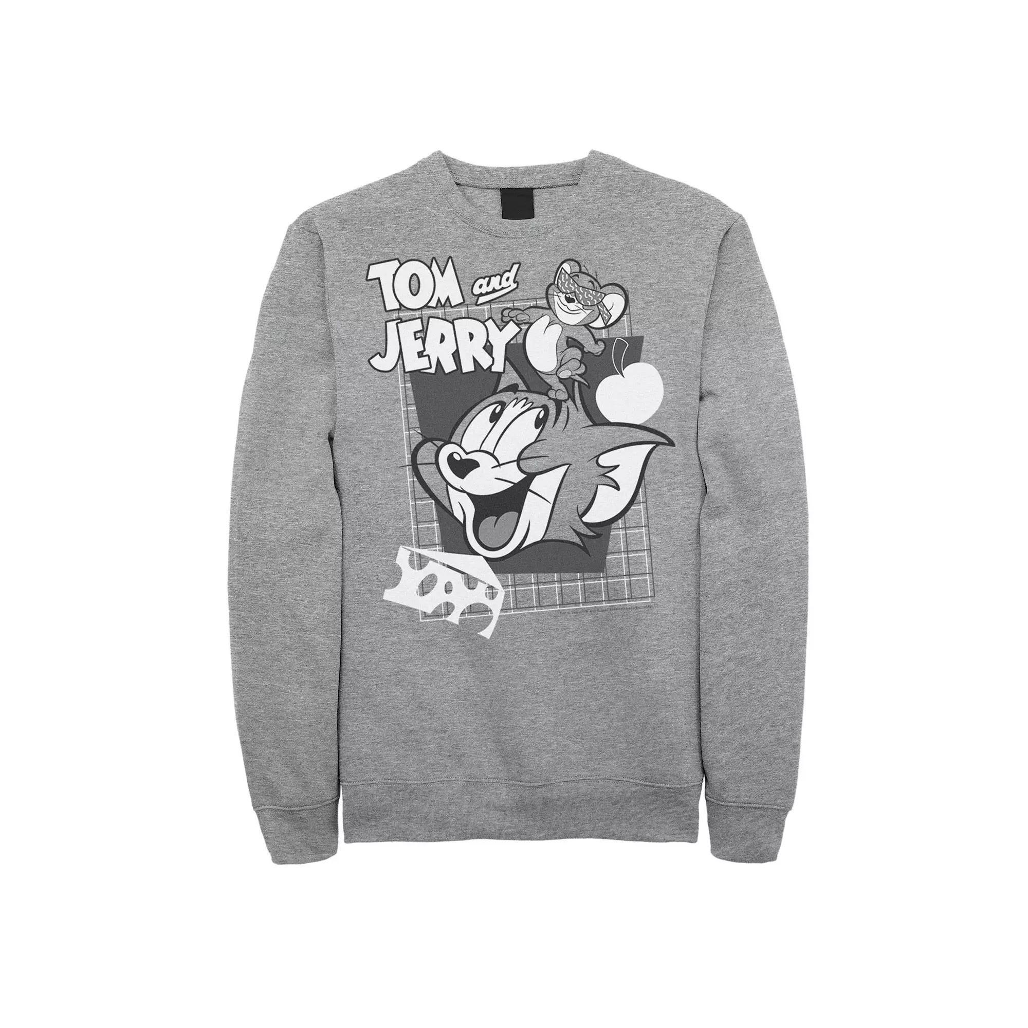Mens Tom And Jerry Retro Collage Greyscale Portrait Sweatshirt, Men's, Size: XXL, Athletic Grey Product Image