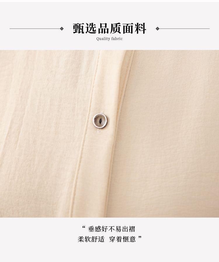 3/4 Sleeve Stand Collar Loose Fit Blouse Product Image