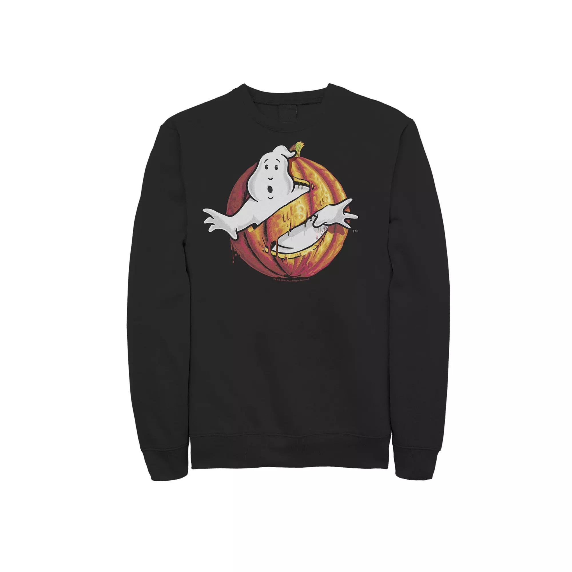 Men's Ghostbusters Halloween Pumpkin Themed Ghost Logo Fleece, Size: XXL, Black Product Image