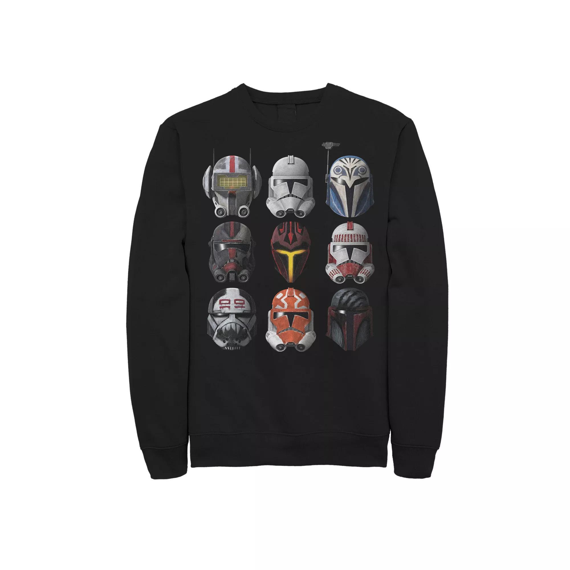 Big & Tall Star Wars: The Clone Wars Clone Helmets Fleece Sweatshirt, Men's, Size: 4XL, Black Product Image