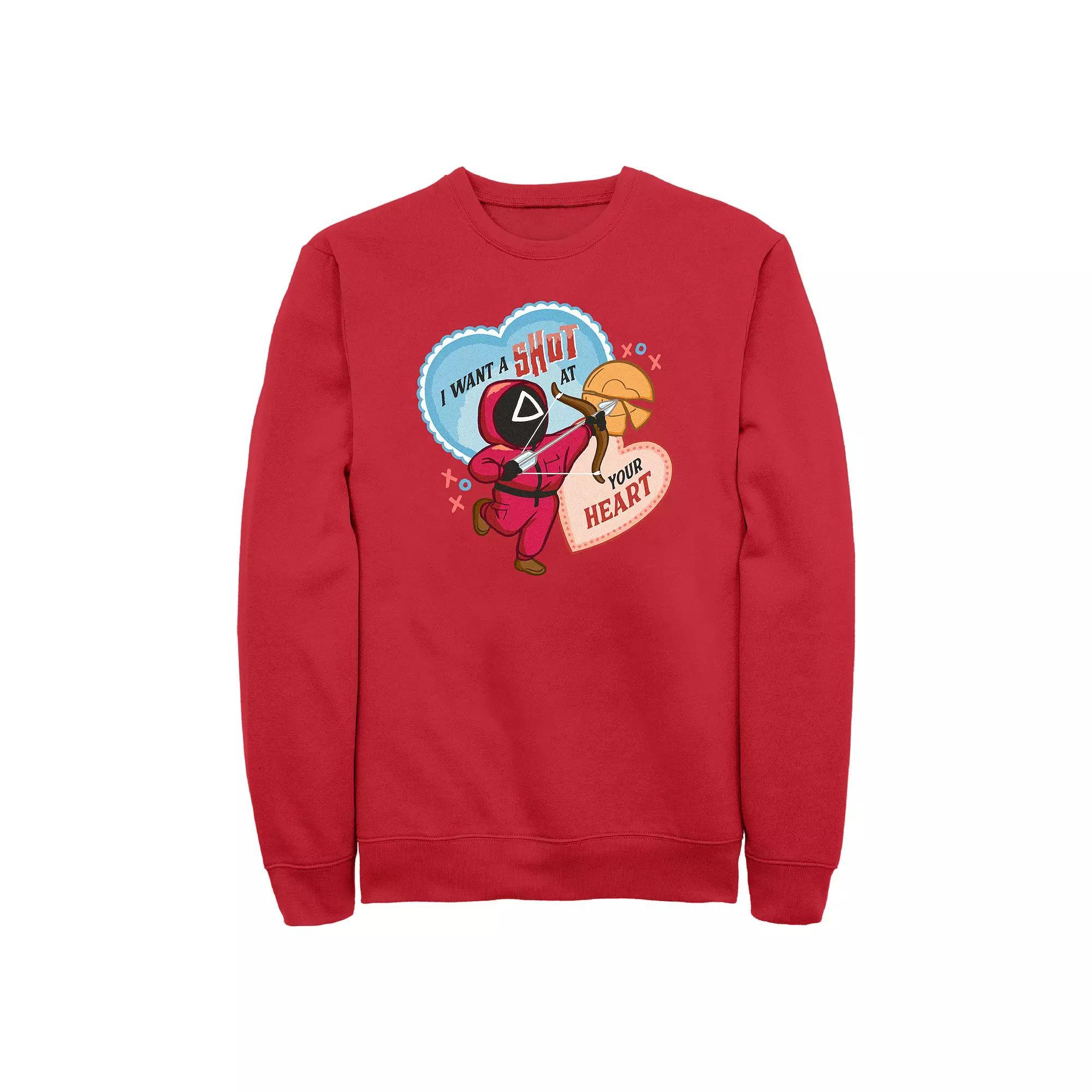 Men's Squid Game I Want A Shot At Your Heart Graphic Fleece, Size: XL, Red Product Image