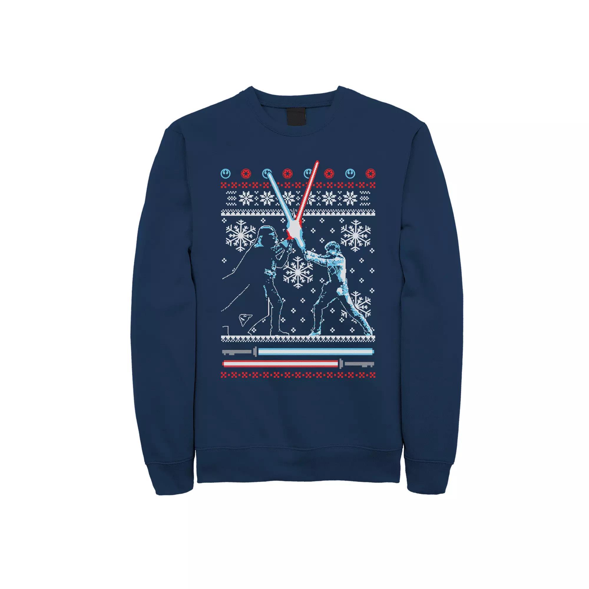 Men's Star Wars Luke Vs. Darth Vader Ugly Christmas Fleece, Size: XXL, Blue Product Image