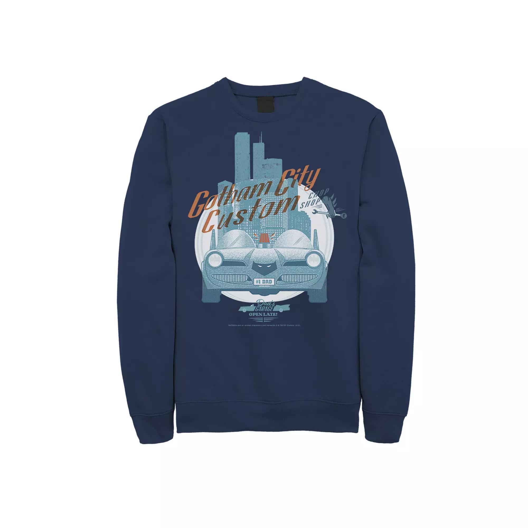 Mens DC Comics Gotham City Customs Shop Poster Sweatshirt Product Image