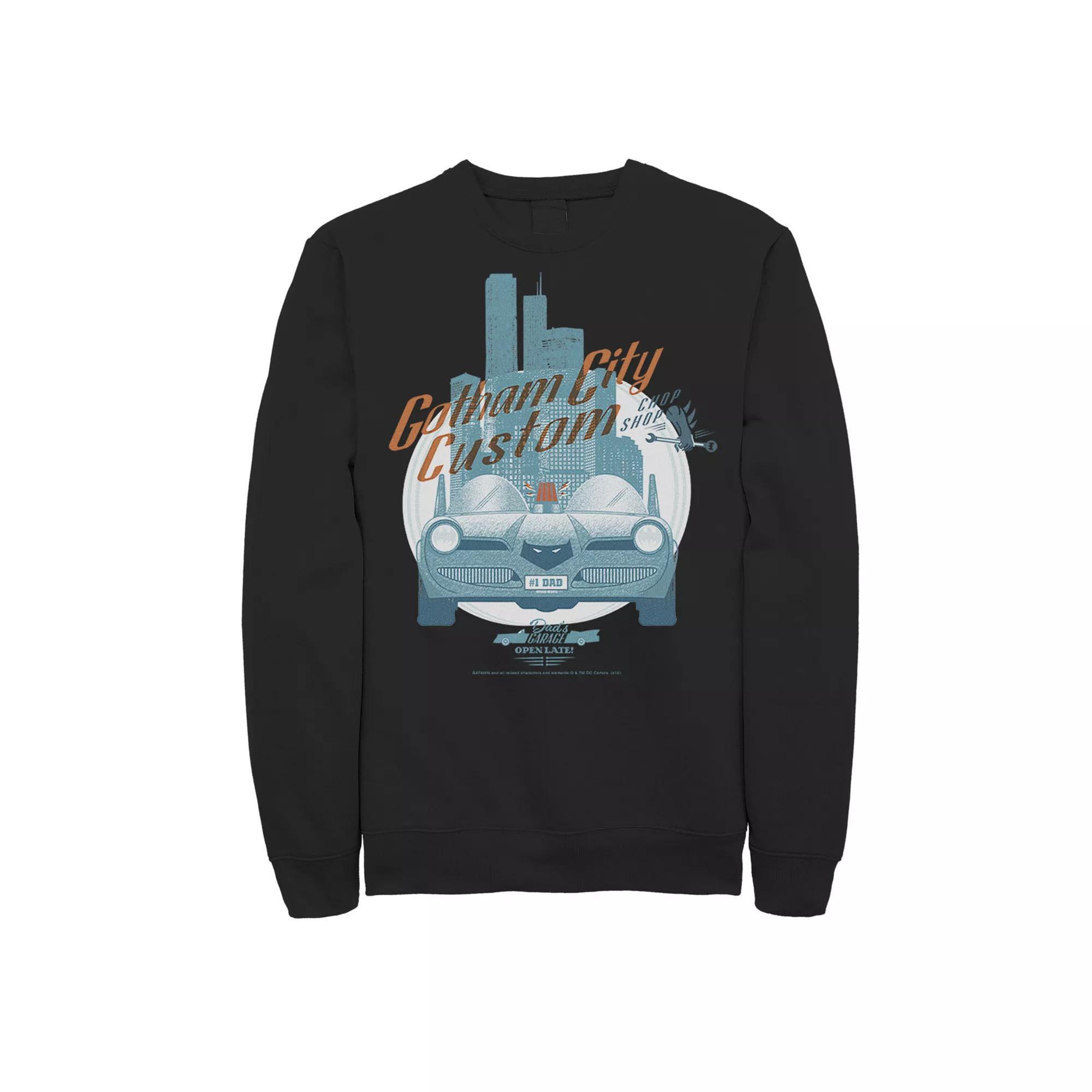 Mens DC Comics Gotham City Customs Shop Poster Sweatshirt Product Image