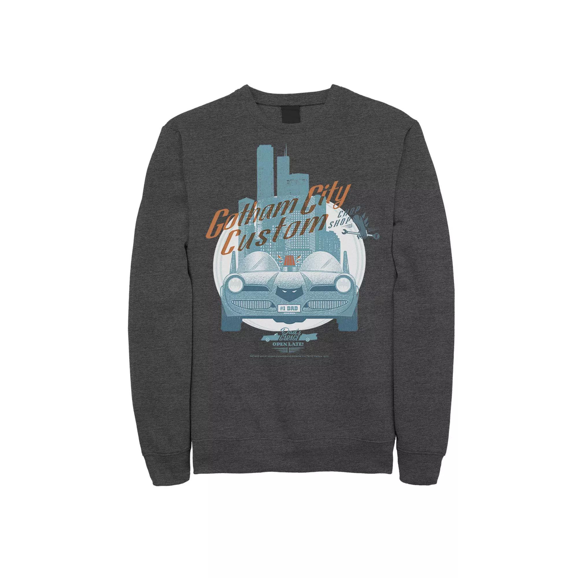 Mens DC Comics Gotham City Customs Shop Poster Sweatshirt Product Image