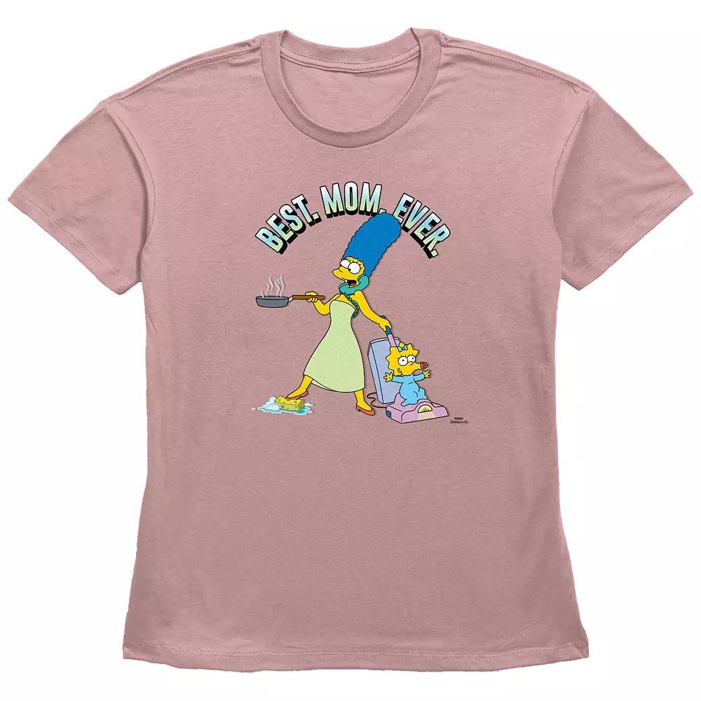 Women's The Simpsons Best Mom Ever Basic Fit Graphic Tee, Size: Medium, Desert Pink Product Image