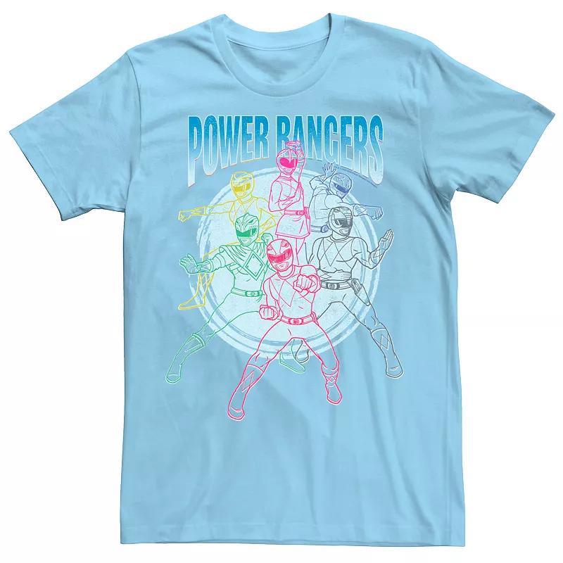 Men's Power Rangers Outlines Group Shot Tee, Size: Small, Light Blue Product Image