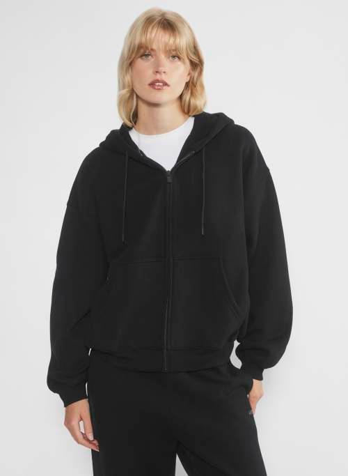 cozy fleece mega drop shoulder zip hoodie Product Image