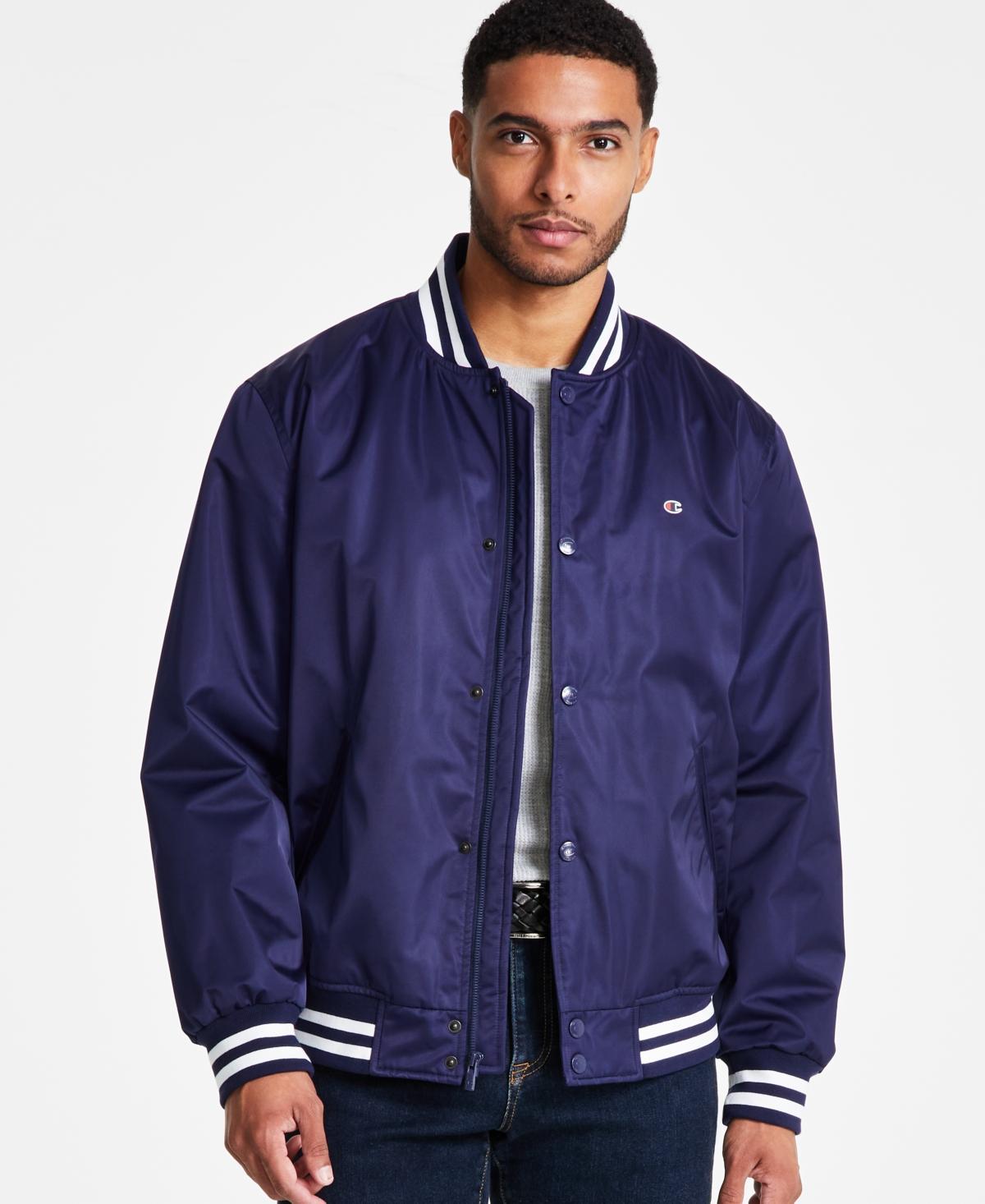 Men's Champion® Classic Varsity Bomber Jacket with Quilted Lining, Size: Large, Black Product Image