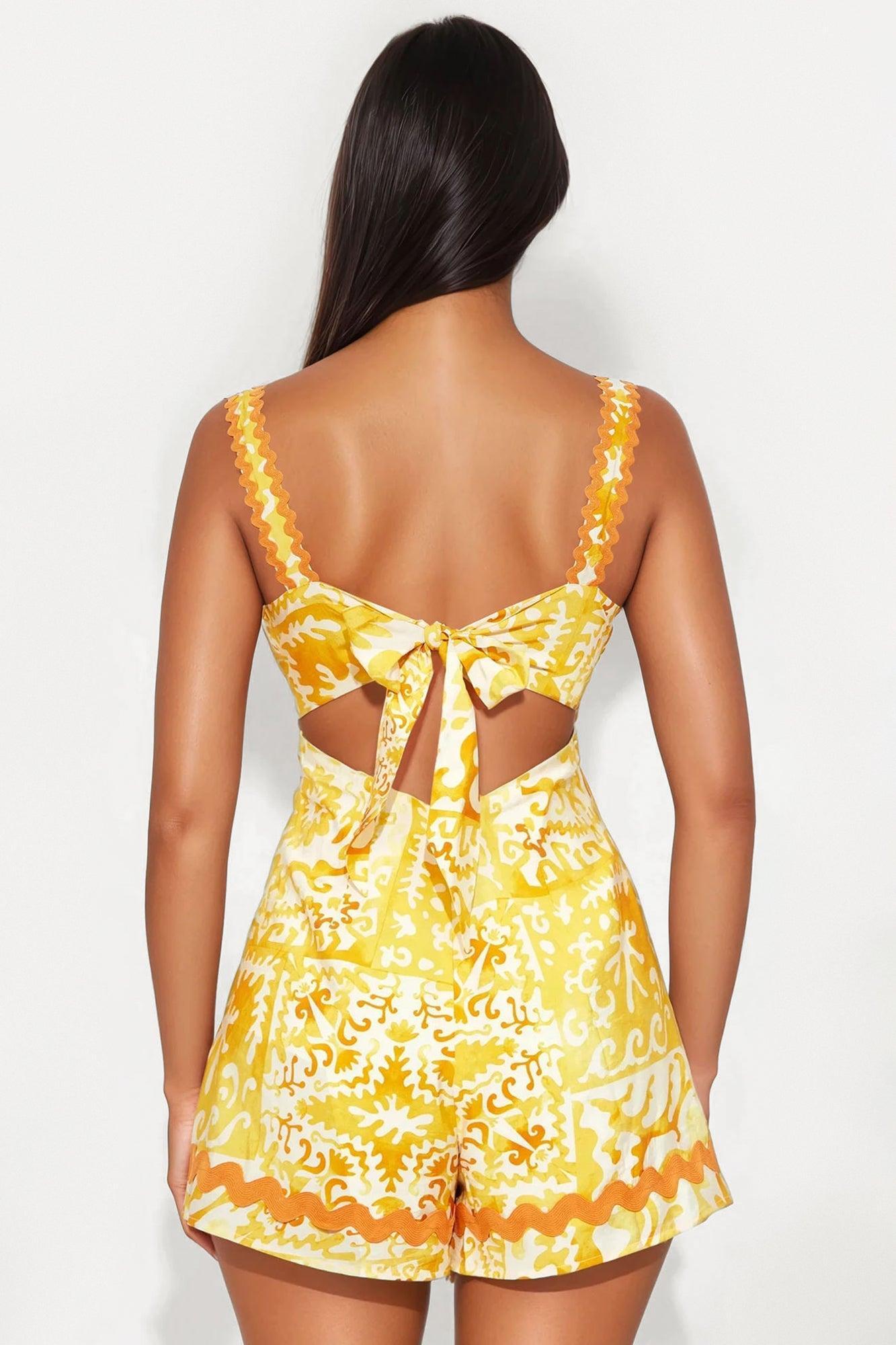 Sunday Funday Sweetheart Romper - Orange/combo Product Image