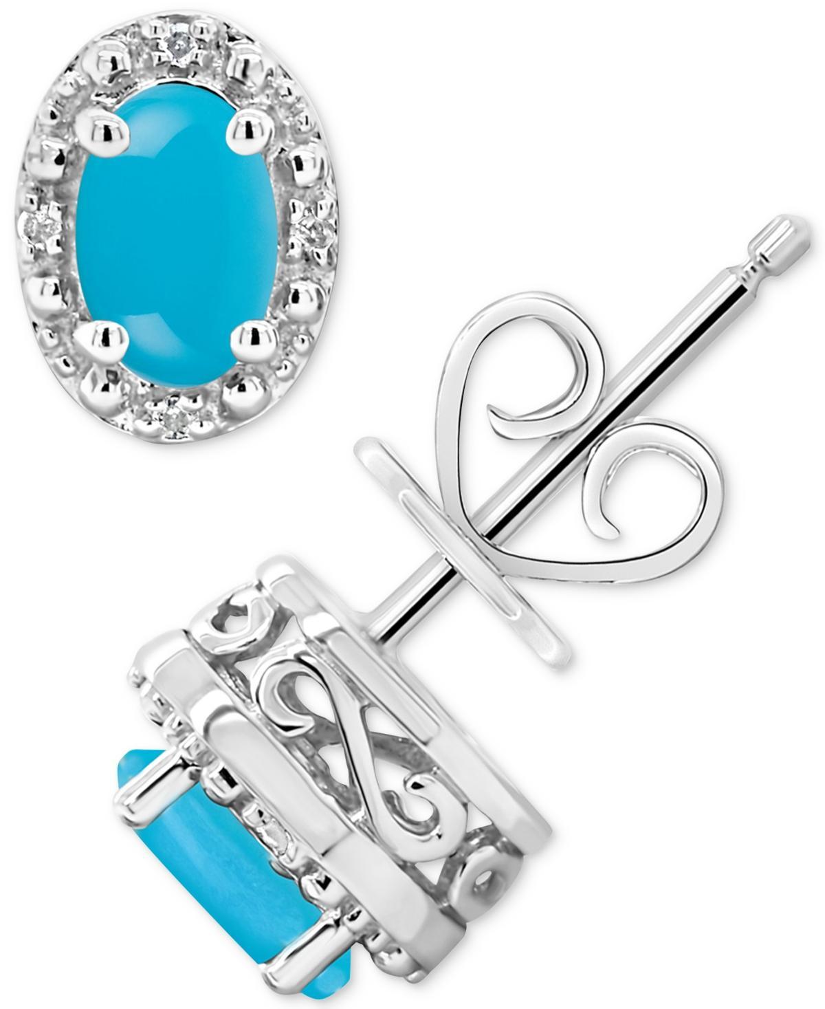 Celebration Gems Sterling Silver Oval Onyx & Diamond Accent Stud Earrings, Women's Product Image