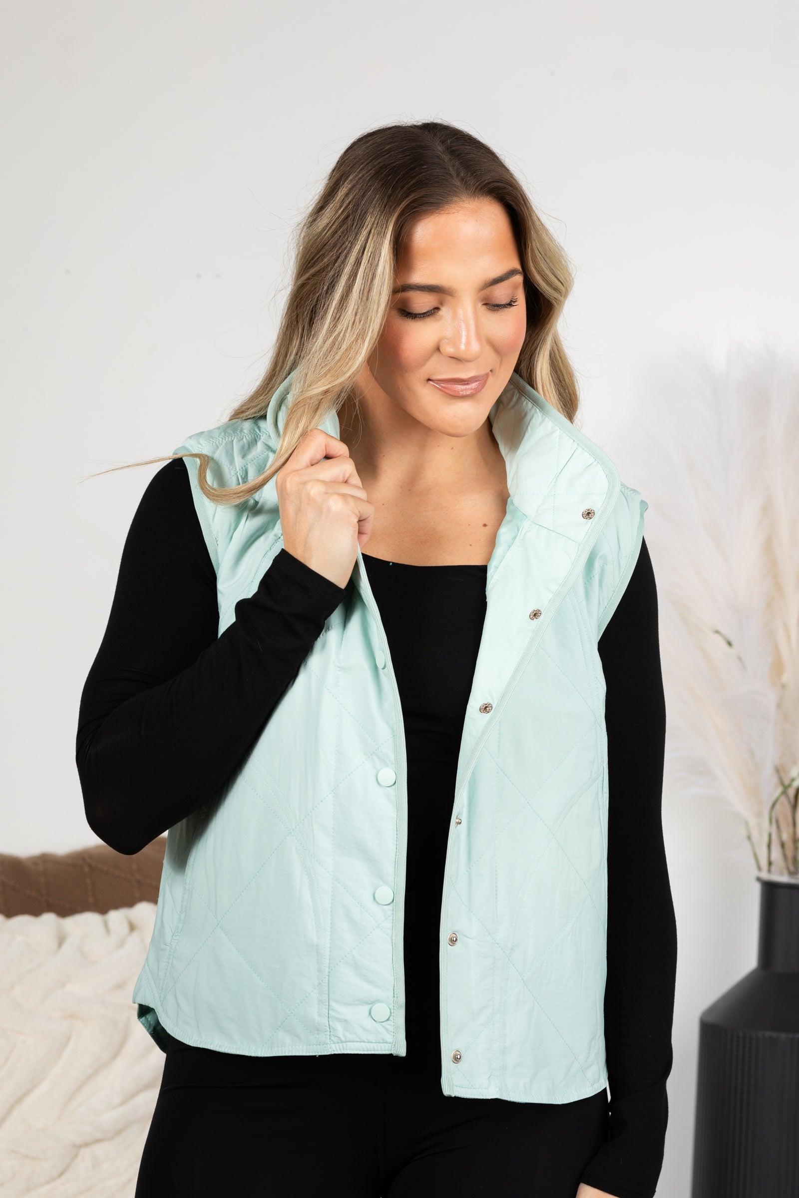 Collar Button Front Lightweight Vest Product Image