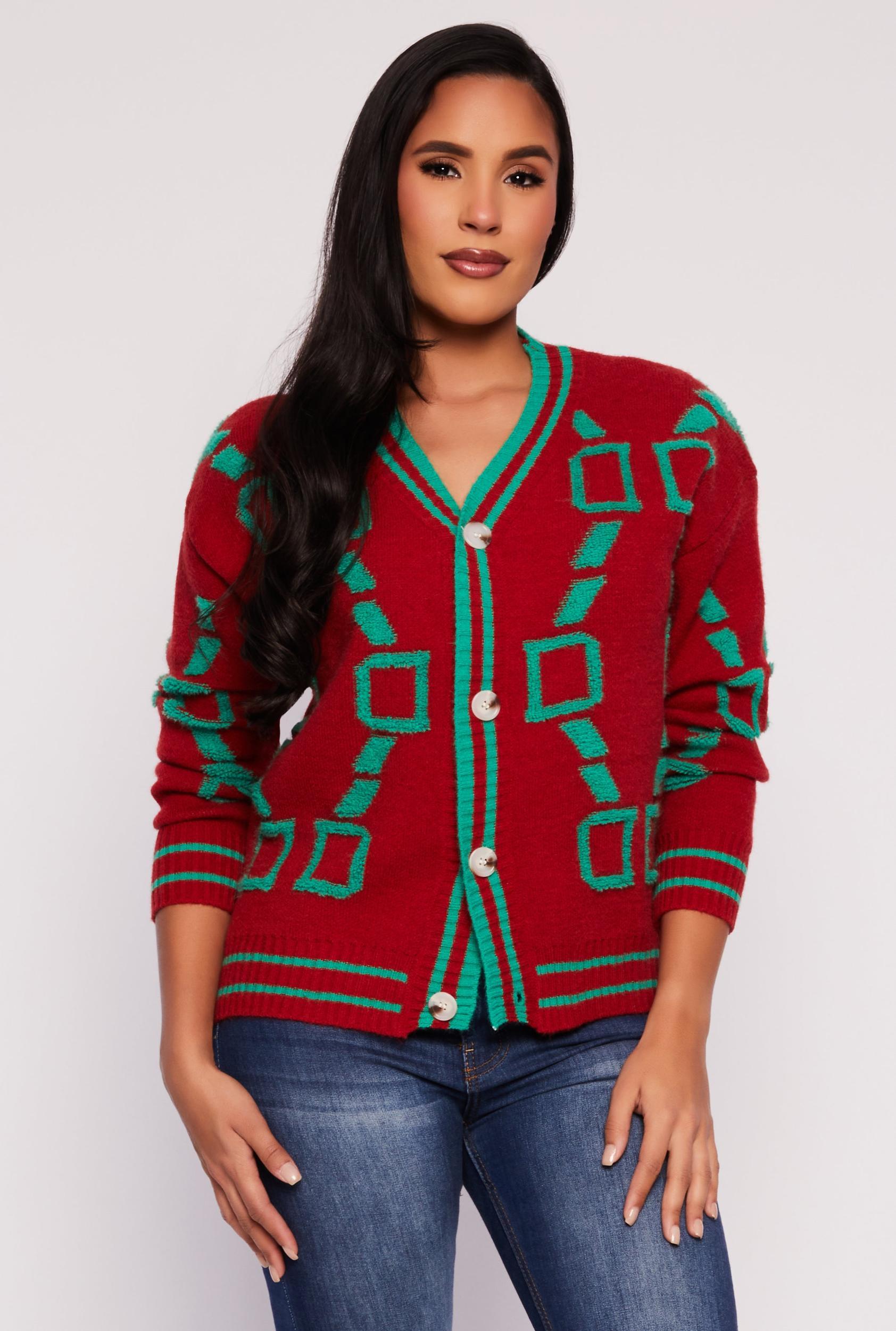 Womens Daisy Geometric Print Cardigan Product Image