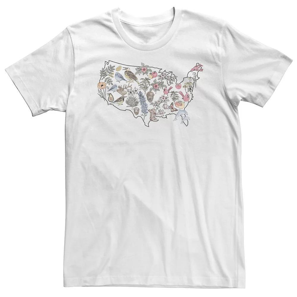 Big & Tall Americana United States State Icons Tee, Men's, Size: 3XL, White Product Image